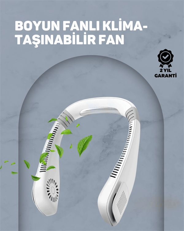 USB Şarjlı Giyilebilir Fan | 5 Kademeli Rüzgar Hızı, Sessiz Turbo Soğutma, 360° Hava Sirkülasyonu