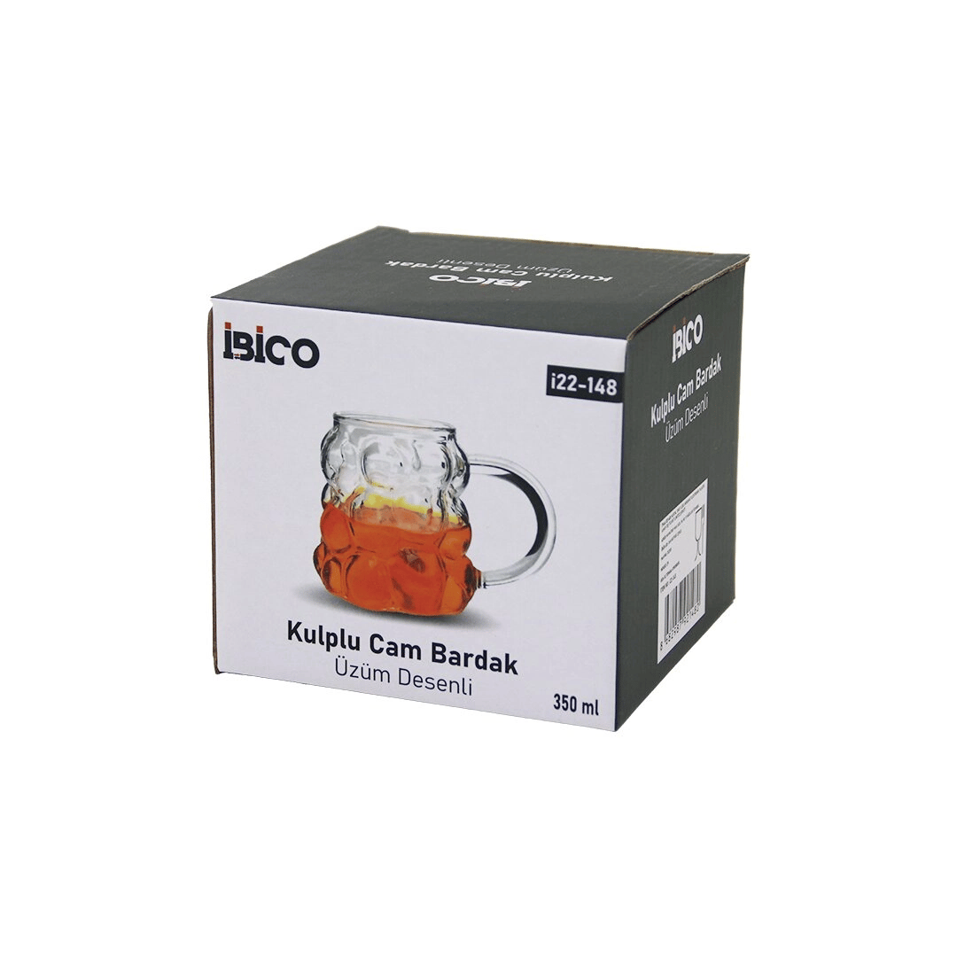 Üzüm - Kabarcıklı Kulplu Cam Bardak Termisil - Isıya Dayanıklı Borosilikat 350ml Bx40
