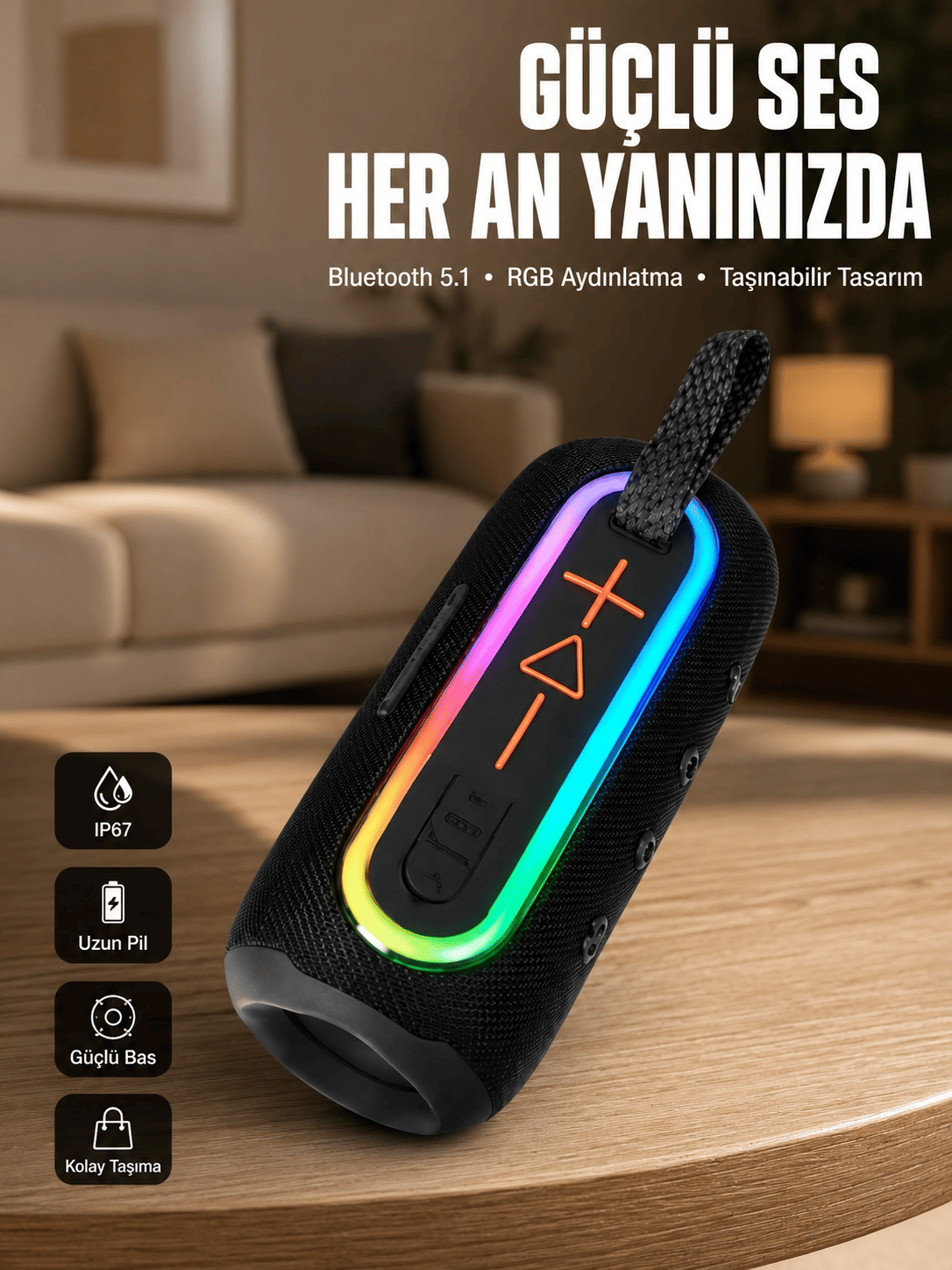 Uzun Pil Ömürlü Bluetooth 5.1 Hoparlör Yeni Nesil