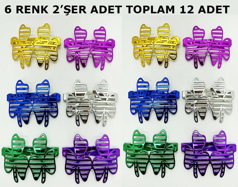 Vegas Casino Kupa Sinek Temalı Parti Gözlüğü 6 Renk 12 Adet