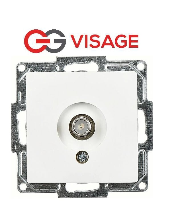 Visage Beyaz TV Priz Sonlu F Konnektörlü Çerçevesiz - Priz ve Anahtar İçin Uyumlu Çerçeve