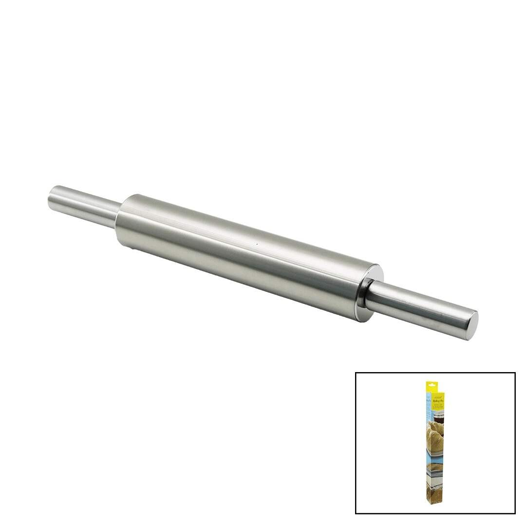 Vocen Rolling Pin Çelik Metal Merdane - Hamur Rulosu Merdane: 25cm - Sap: 2x9cm =t.uzunluk:43cm Bx40