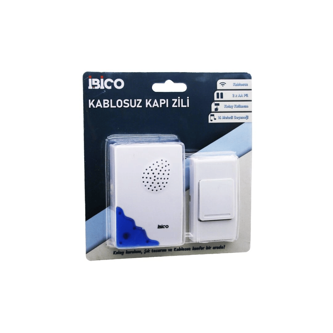 Wireles Kablosuz Kapı Zili Pilli 16 Farklı Melodi 50mt Çekim Alanı Pil = 2aa - Düğme = 23a Bx40