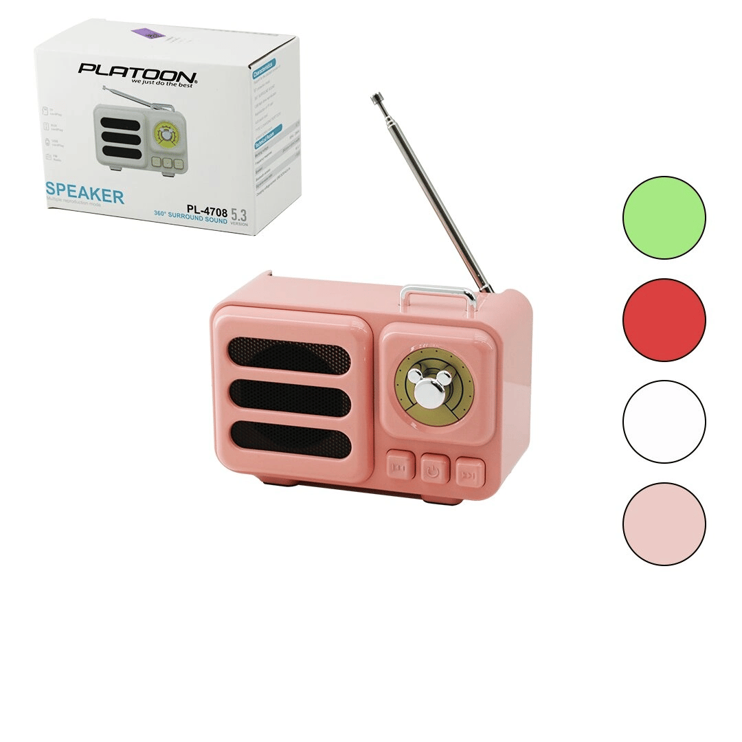 Wireless Hoparlör - Speaker - Radyo Işıklı Usb Şarjlı Renkli Kasa - Bronz Çerçeve Usb - Dc 5v - Tf Bx40