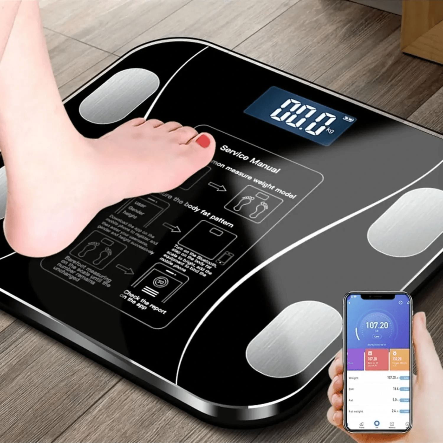 Yağ Ölçer Fonksiyonlu Dijital Baskül Elektronik Tartı Akıllı Bluetooth Lcd Dijital Ekran Ev Vücut Bx40