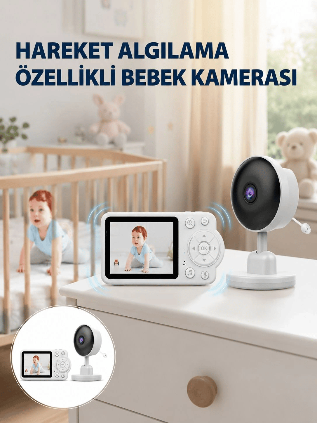 Yakınlaştırma Özellikli Gece Görüşlü Bebek İzleme Kamerası Yeni Nesil