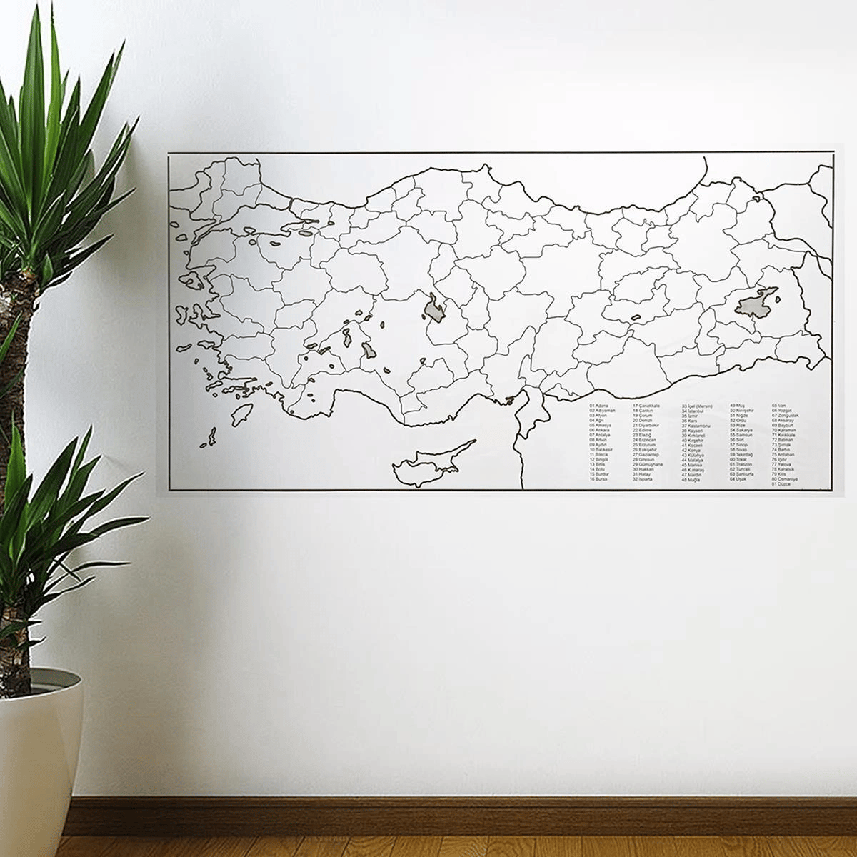 Yazılabilir Türkiye Haritası Manyetik Duvar Stickerı 110 X 56 Cm Bx40