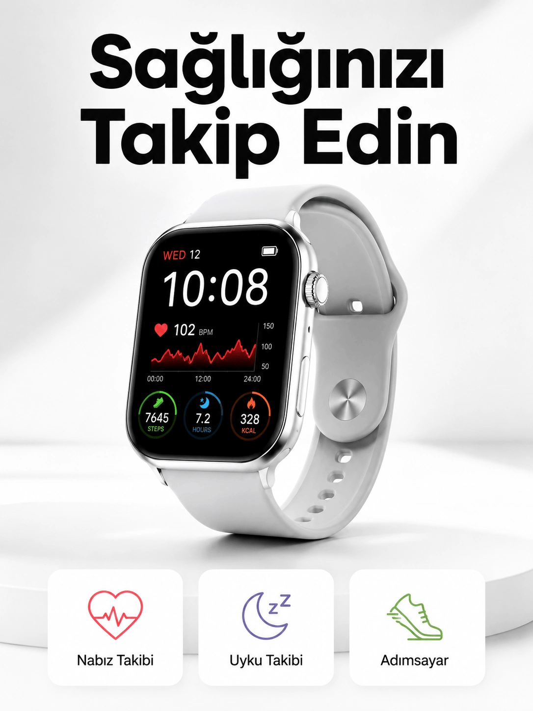 Yeni Nesil Akıllı Saat Adımsayar, GPS, Nabız Ölçer, Uyku ve Sağlık Takibi (Kopya)