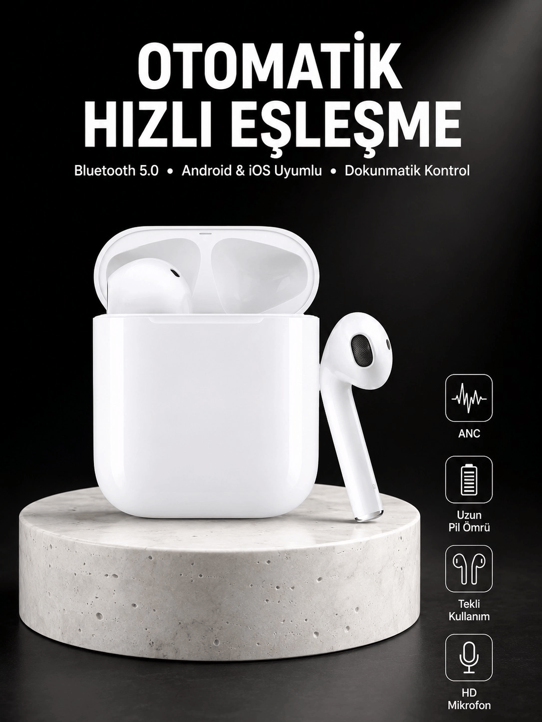 Yeni Nesil Dokunmatik Kontrol Çağrı Cevaplayabilen Kablosuz Bluetooth Kulaklık