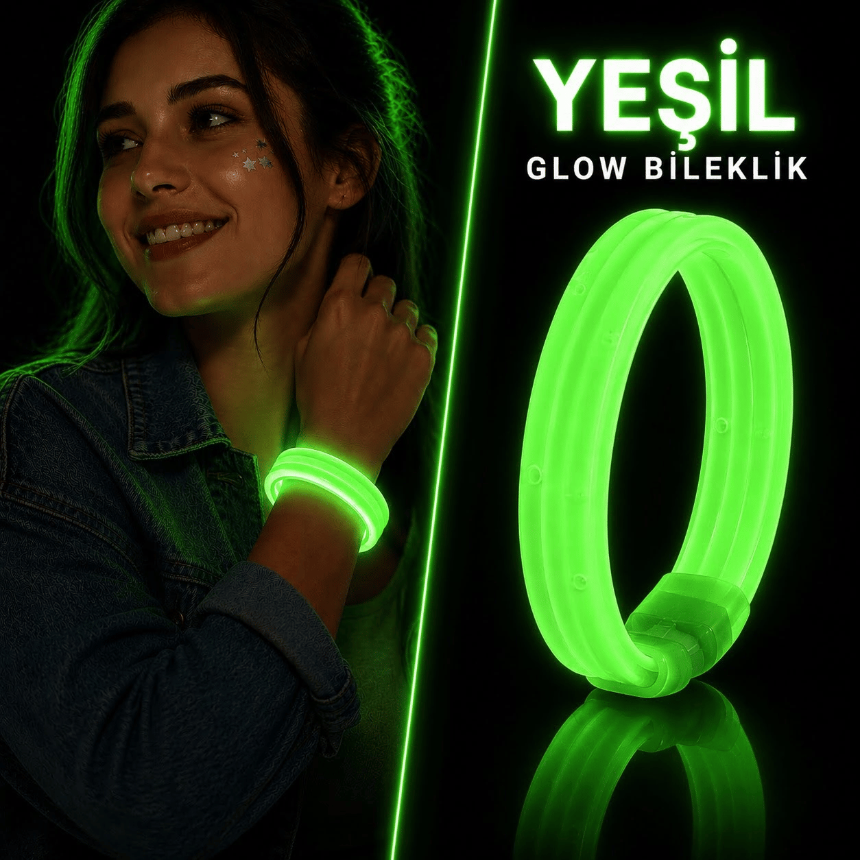 Yeşil Kalın Glow Bileklik – Kırılarak Yanan Parti Ve Festival Bilekliği