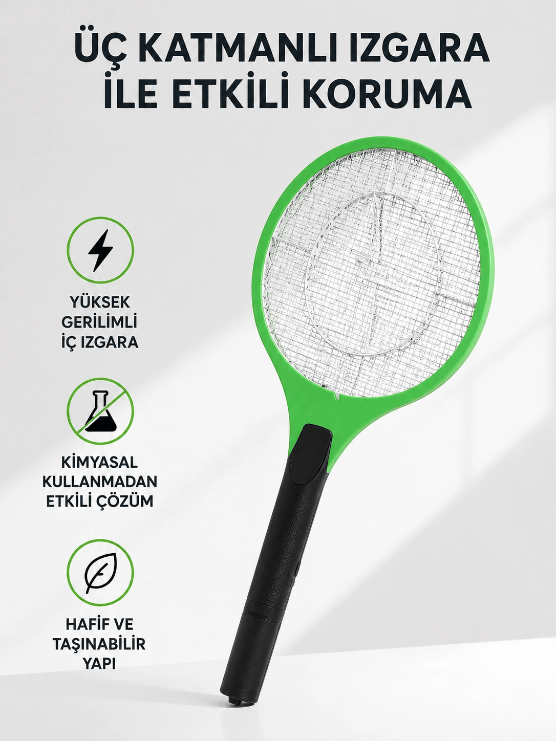 Yüksek Gerilimli Elektronik Sinek Raket – Sessiz, Kimyasız ve Güvenli Kullanım