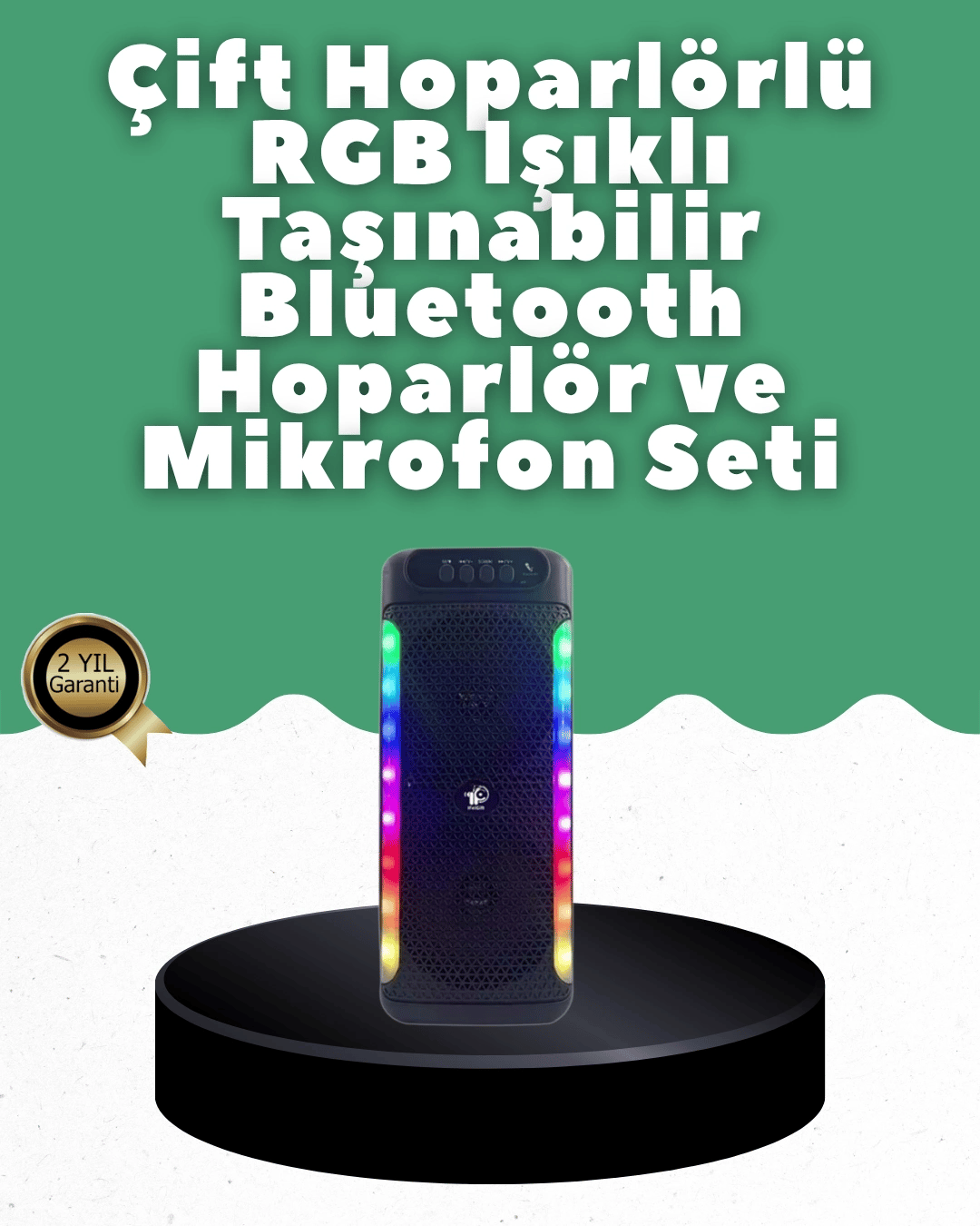 Yüksek Ses Güçlü Kablosuz Hoparlör  Karaoke Mikrofonlu