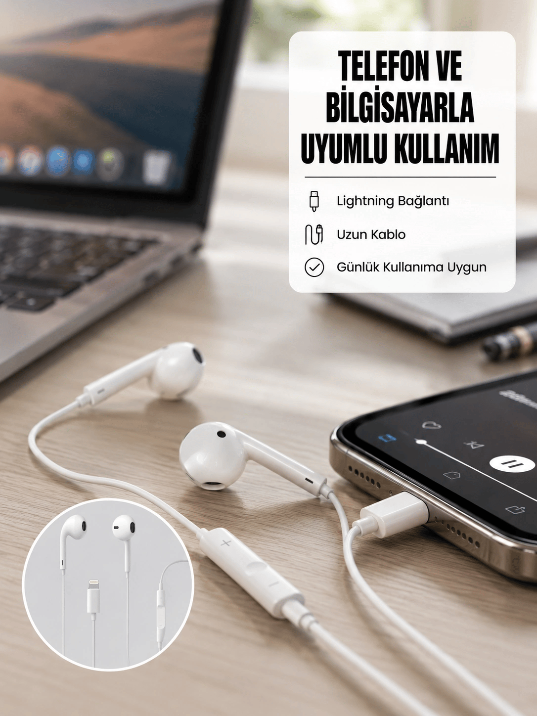 Yüksek Ses Kaliteli Mikrofonlu Kablolu Kulak İçi Kulaklık Yeni Nesil