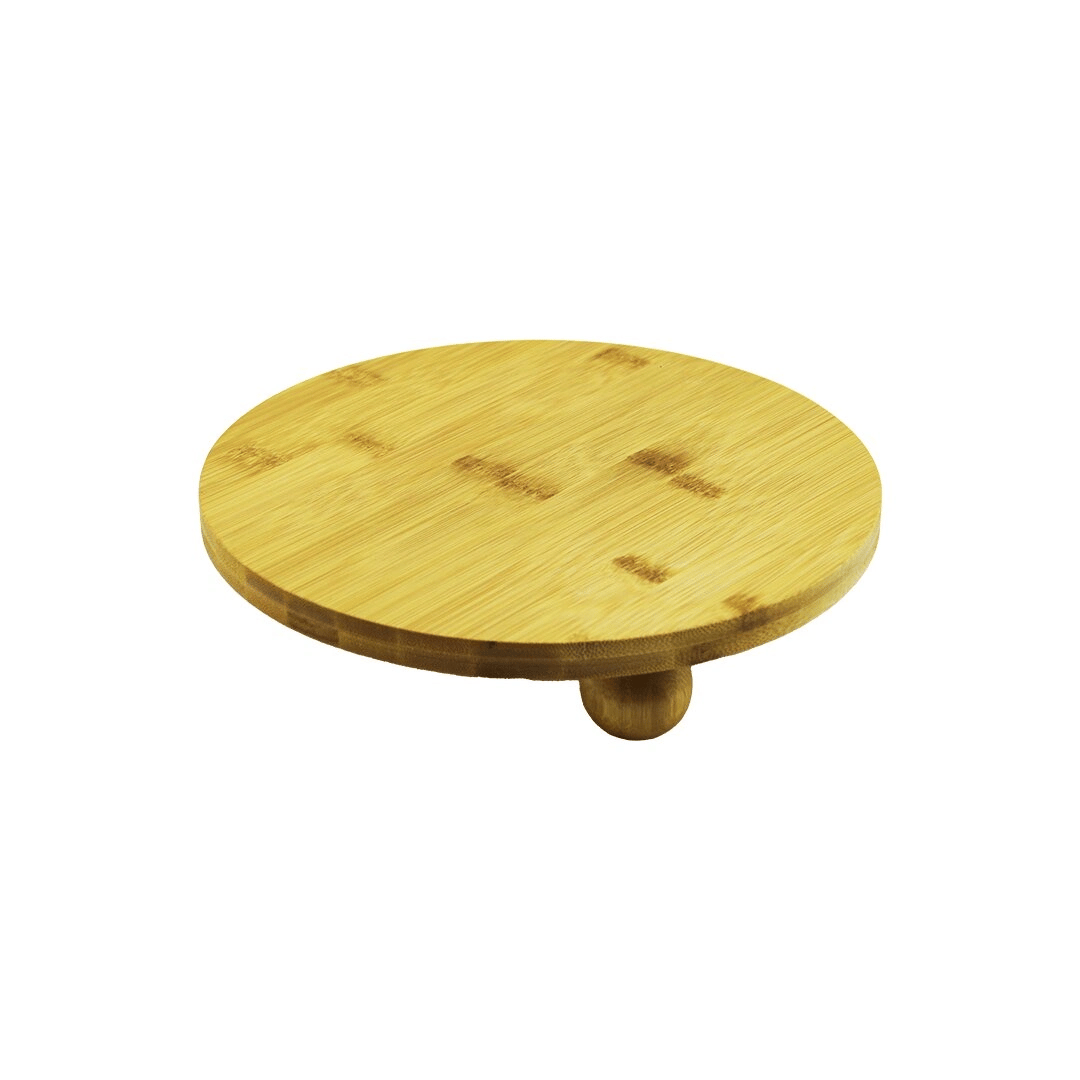 Yuvarlak 24.5cm 3 Mini Top Ayaklı Ahşap Bambu Sunum Tepsisi - Mini Sofra Bx40