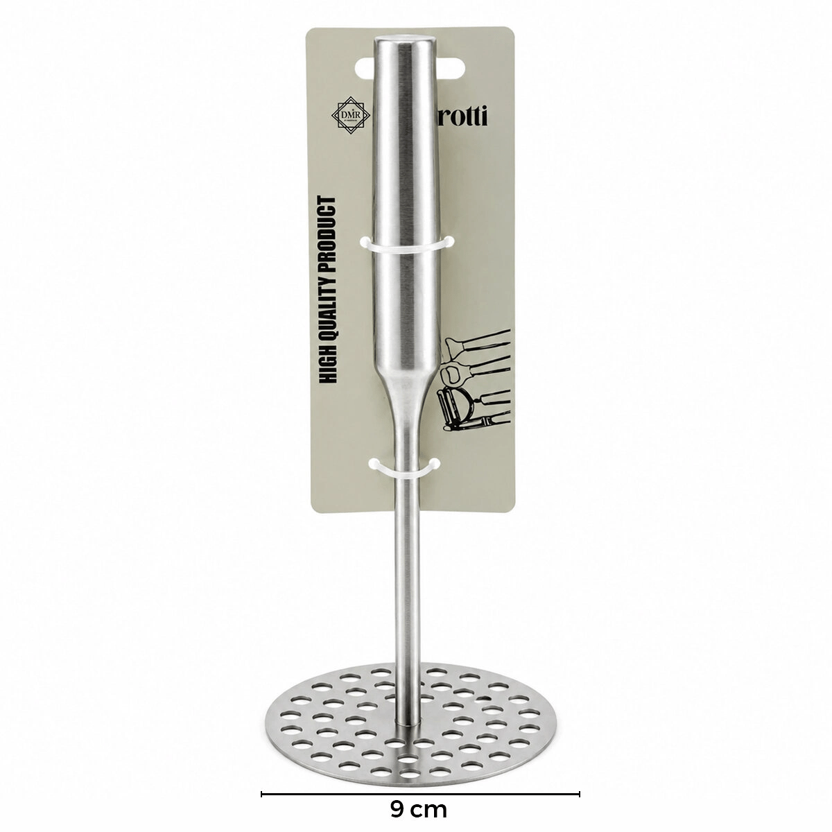 Yuvarlak Çap : 8cm Metal Saplı = 11.5cm Metal Patates Ezici Toplam Uzunluk : 26.5cm Bx40