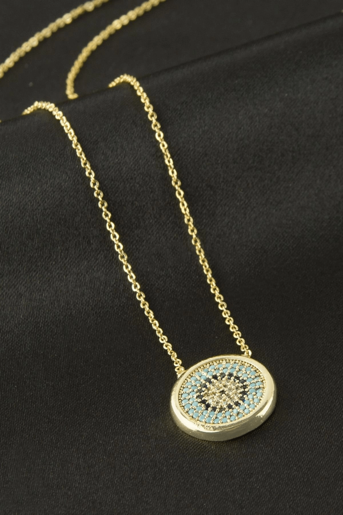 Yuvarlak Nazar Zirkon Taşlı Kolye
