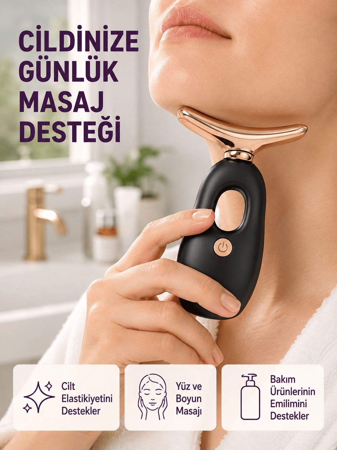 Yüz ve Göz Altı Masaj Cihazı – Kırışıklık Karşıtı & Nemlendirici Etki Destekli