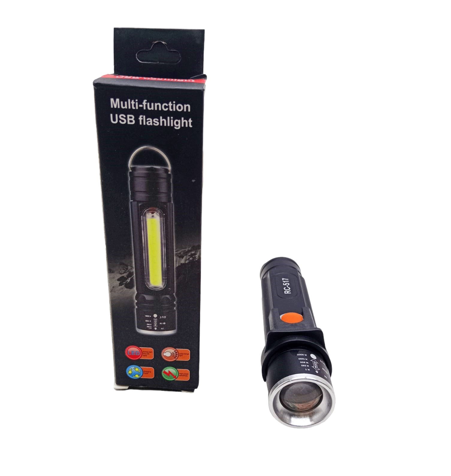 Zomlu Usb Şarjlı El Feneri Metal Kasa Bx40