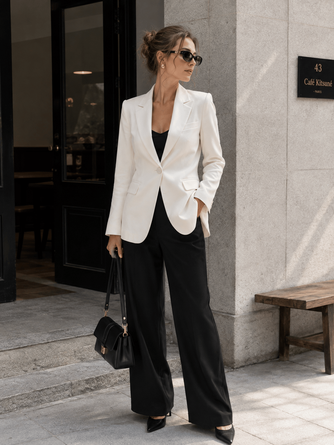 Ivory Ceket Bele Oturan 100% Keten