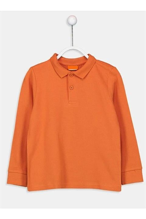 Çocuk Polo Yaka Uzun Kol Turuncu T-shirt