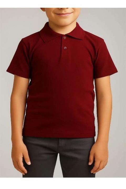 Unisex Çocuk Rahat Kalıp Kısa Kollu Polo Yaka Penye Lakost T-shirt