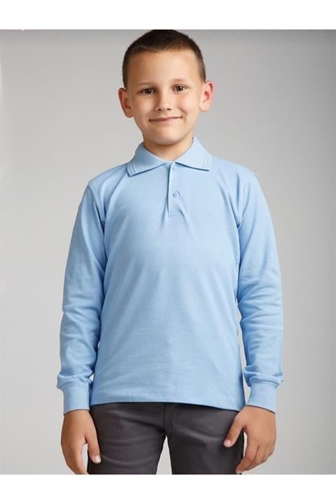 Unisex Çocuk Uzun Kol Polo Yaka Okul T-shirt
