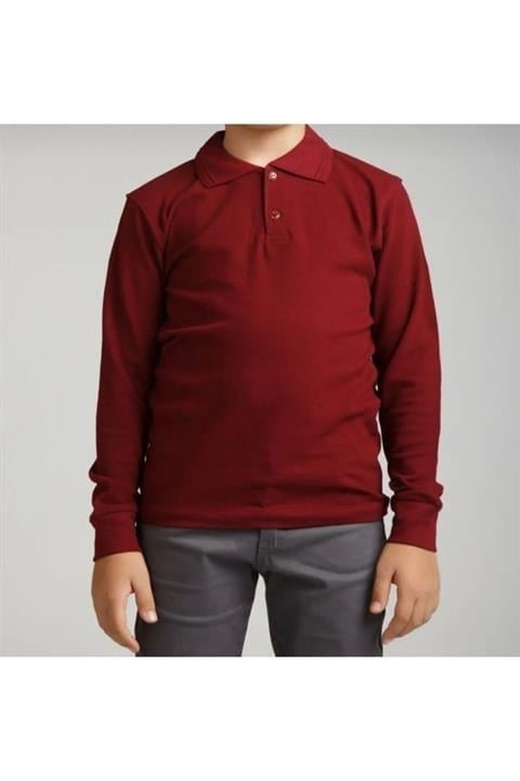 Unisex çocuk uzun kollu polo yaka tshirt