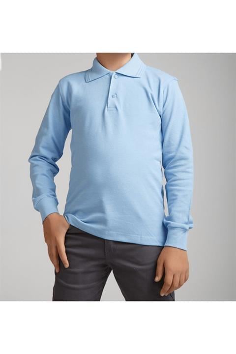 Uzun Kollu Koyu Yeşil Genç Boy Lise Okul Lakos Polo Yaka T-shirt