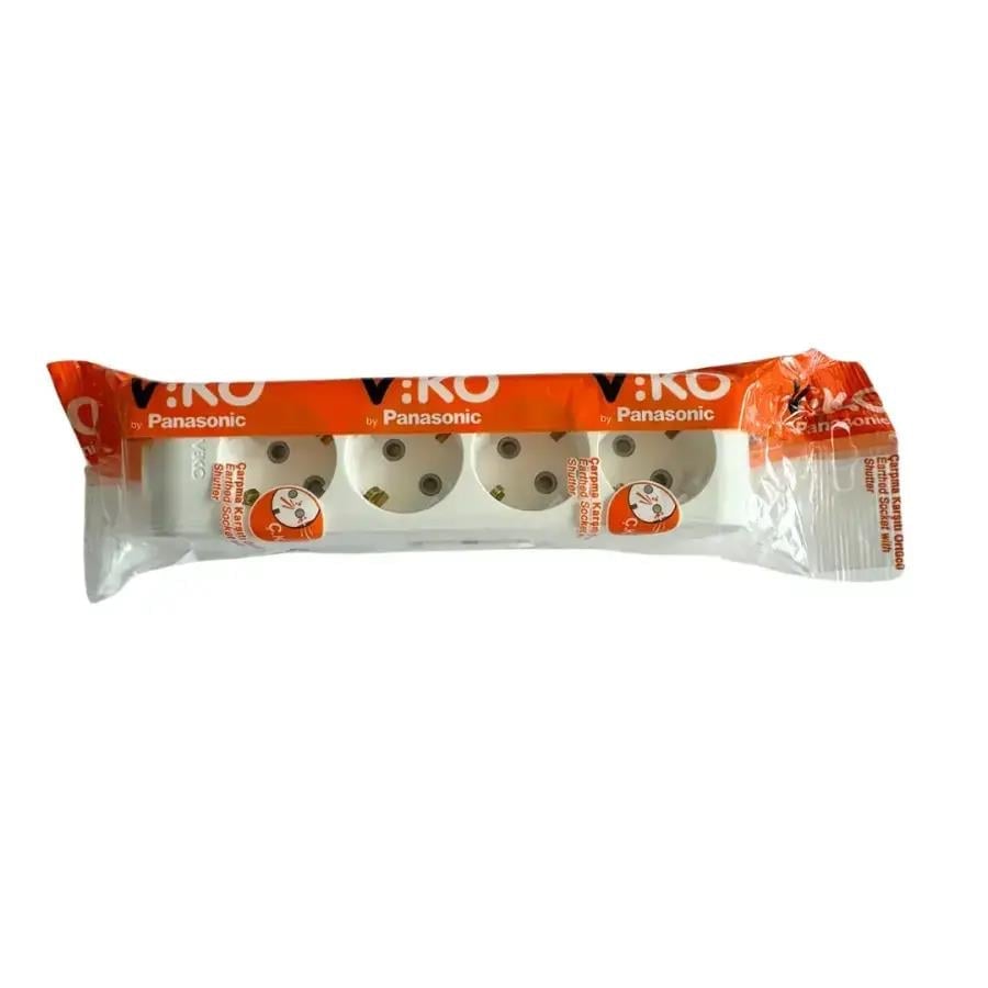 Viko Kablosuz Multi-Let Dörtlü Grup Priz Topraklı Klemensli Beyaz (Çocuk Korumalı) 90113400