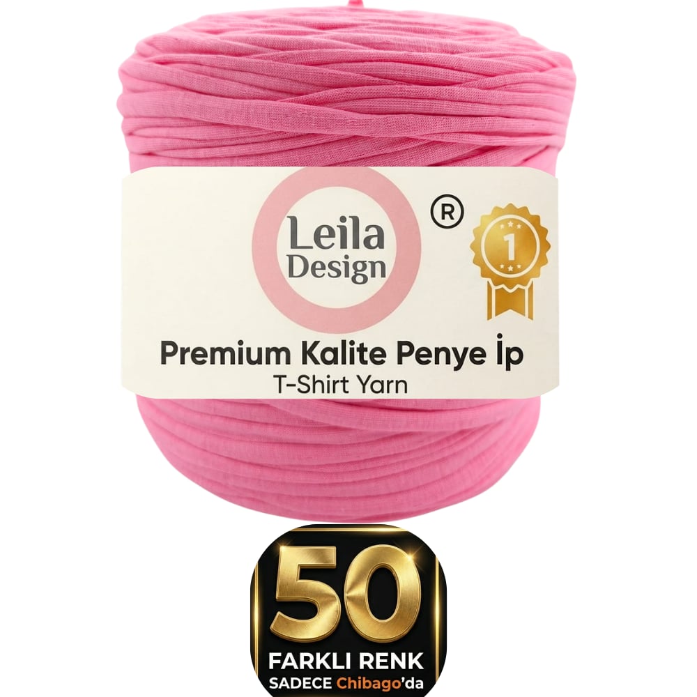 Şeker Pembe Penye İp - Yüksek Kaliteli Esnek Geri Dönüşüm Örgü İpi 150 Metre 650 Gr