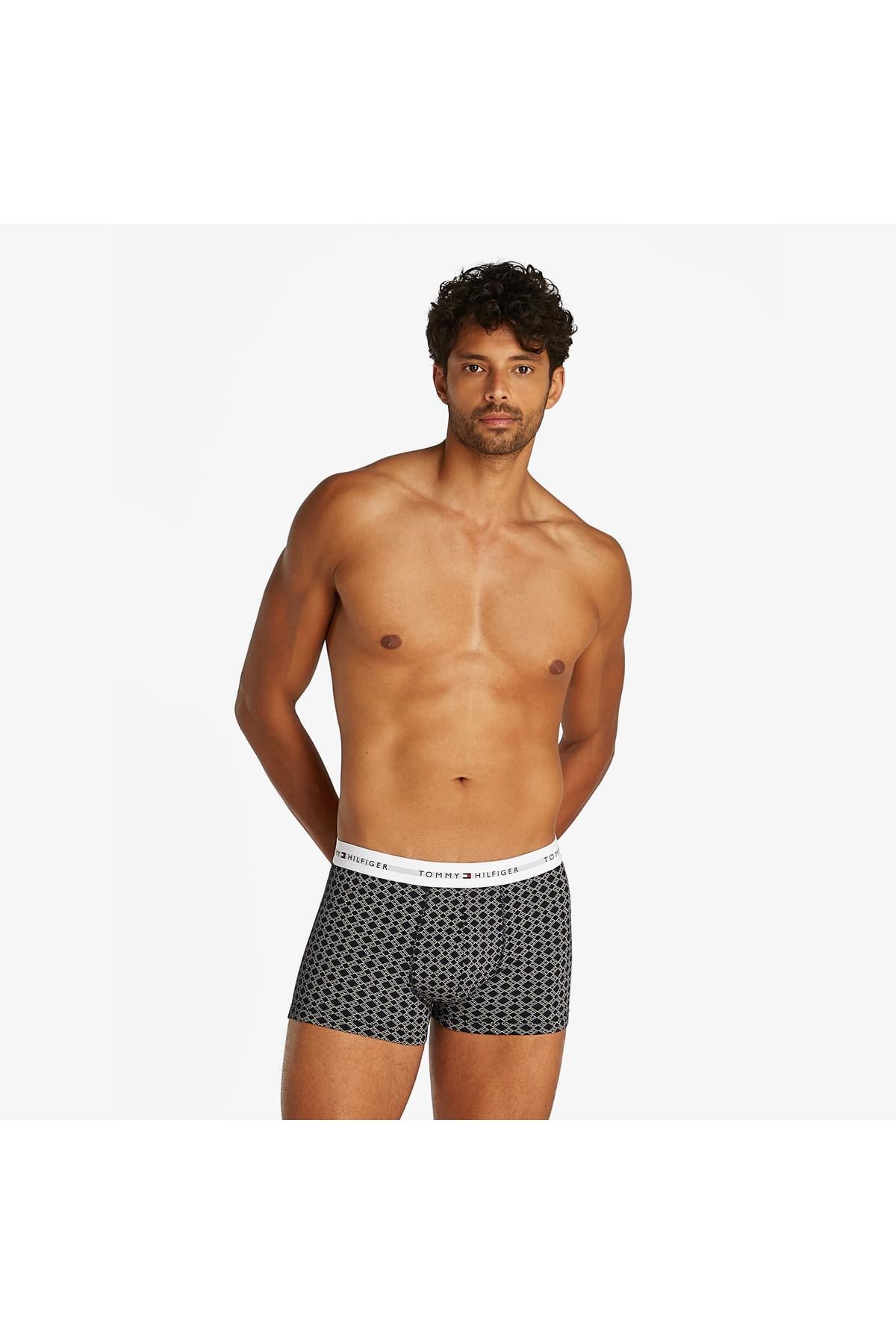 3 Parça Trunk Print Erkek Gri/Haki/Lacivert Boxer