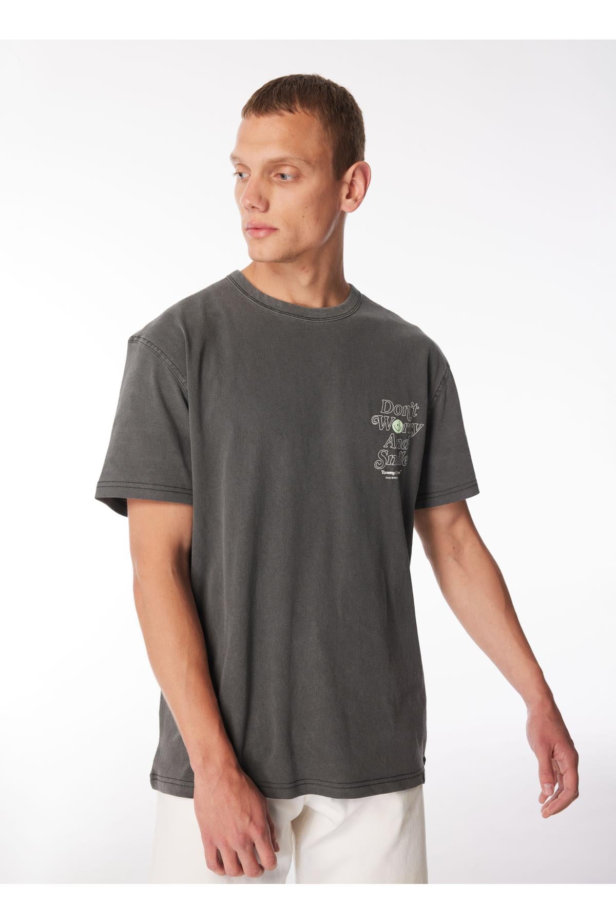 Baskılı Siyah Erkek T-Shirt DM0DM18980BDS