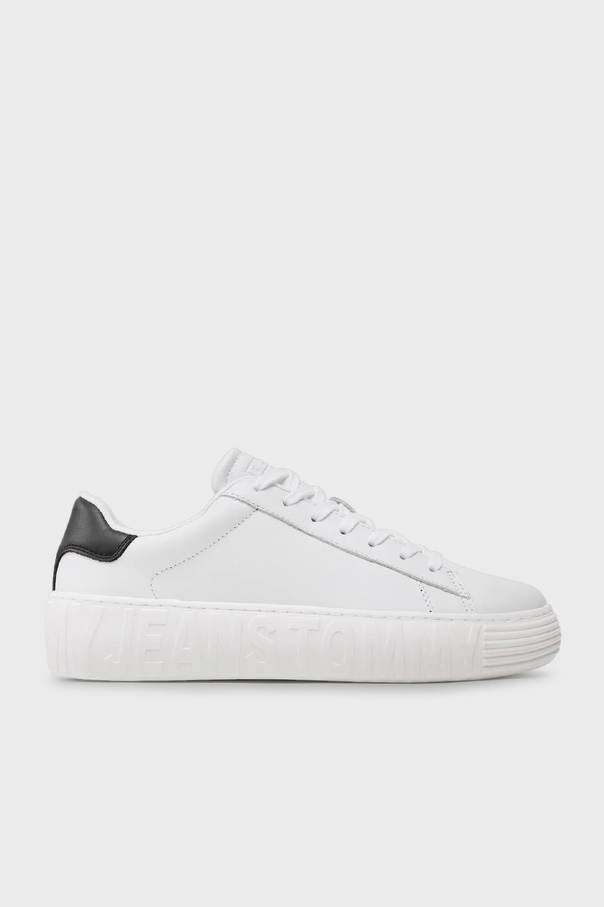 Hakiki Deri Logolu Sneaker Ayakkabı Erkek AYAKKABI EM0EM01159 YBR