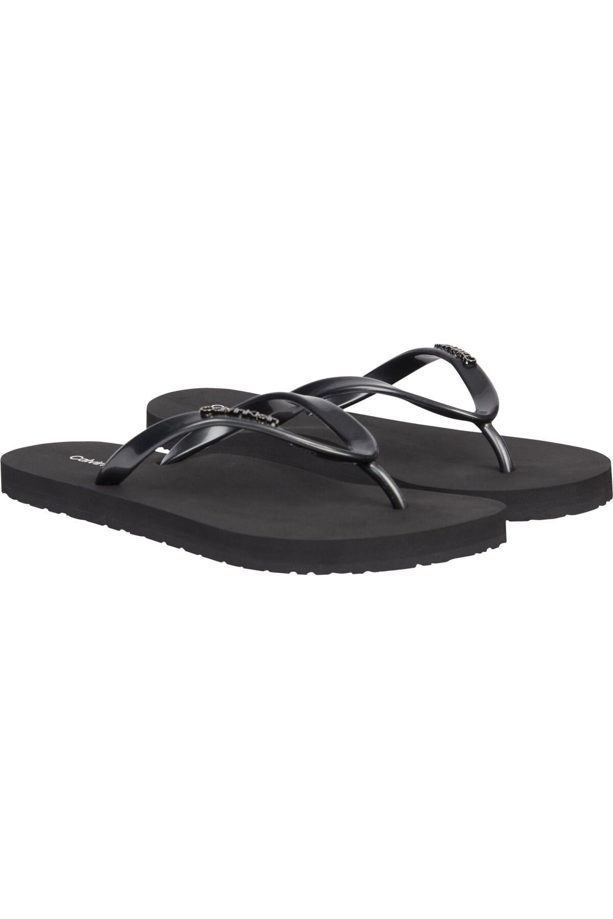 Kadın Metal Calvin Klein Logolu Eva Dış Tabanlı Tpu Sayalı Siyah Terlik HW0HW01530 BEH