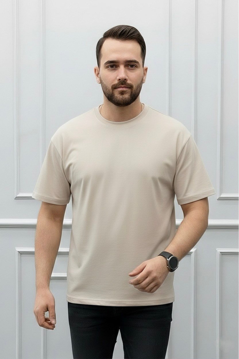 Oversize Bisiklet Yaka Tişört 
