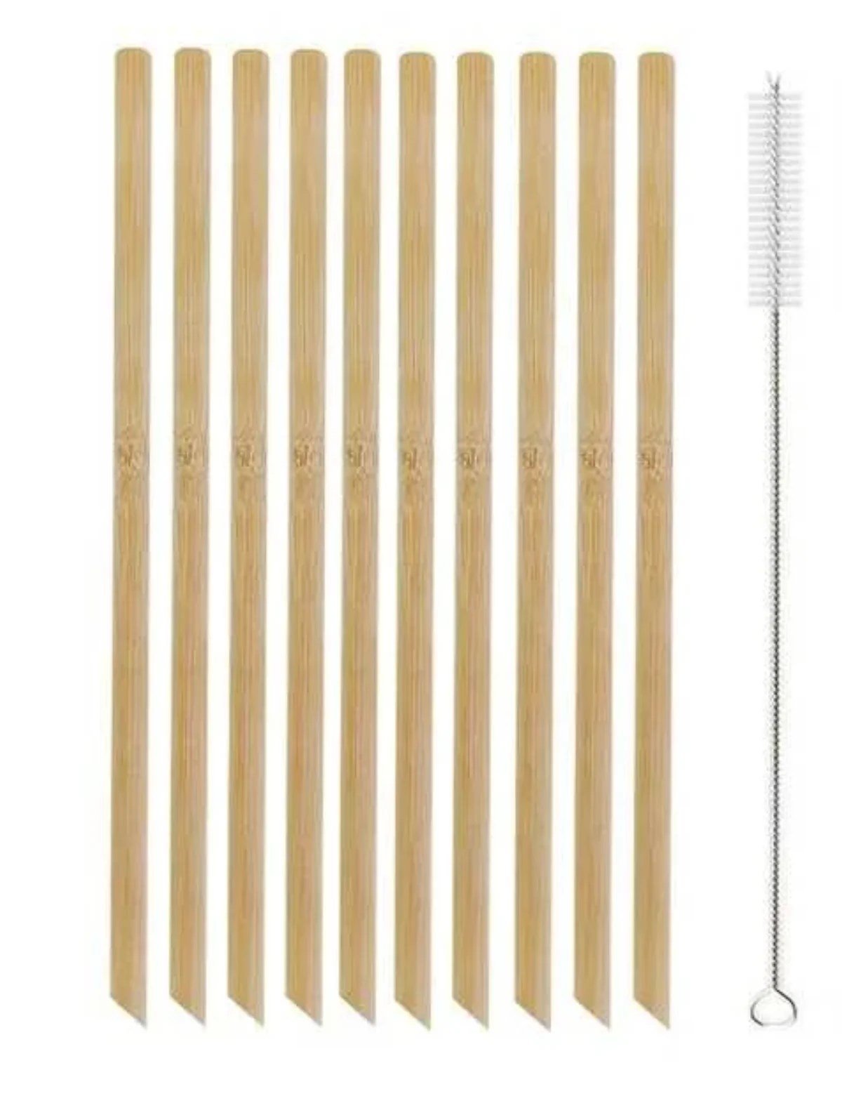10 Adet Doğal Bambu Pipet Vegan Pipeti ve Temizleme Fırçası