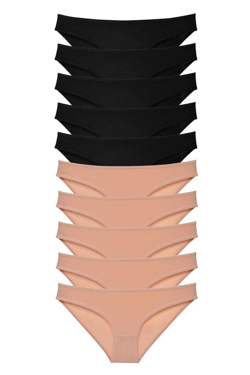 10 adet Süper Eko Set Likralı Kadın Slip Külot Siyah Ten