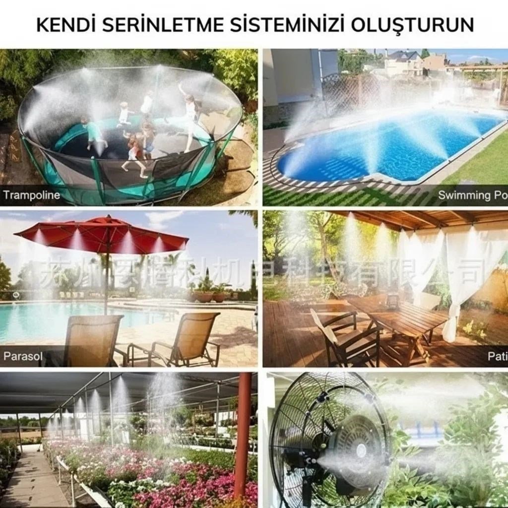 10 Metre Kendin Yap Açık Alan Serinletme Sistemi - Nozzle Başlıklı Bahçe Ve Teras Nemlendirme Seti