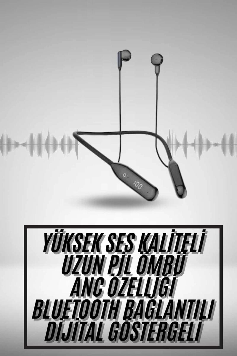 100 Saat Kablolu Boyun Askılı Dijital Göstergeli Bluetooth Kulaklık
