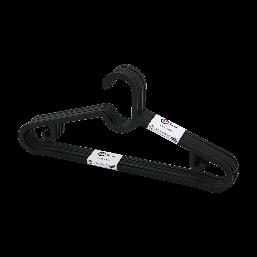 10'lu Siyah Slim Plastik Elbise Askısı