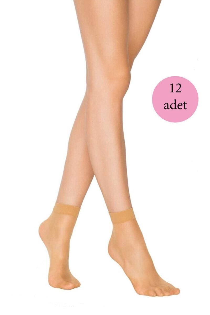 12 Adet Kadın Ten Süper 15 Mat Soket Çorap Ten