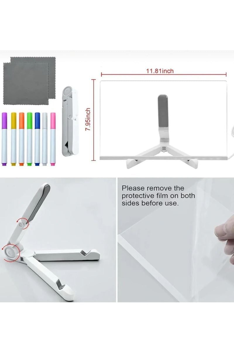 12 Inc Led Işıklı Çizim Tahtası Ayarlanabilir Stant Ve Kalemleri İle
