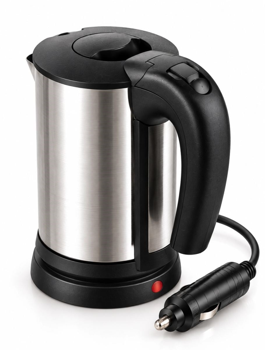 12v Araç Çakmak Girişli Paslanmaz Çelik Araç İçi Su Isıtıcı Seyahat Tipi Kettle
