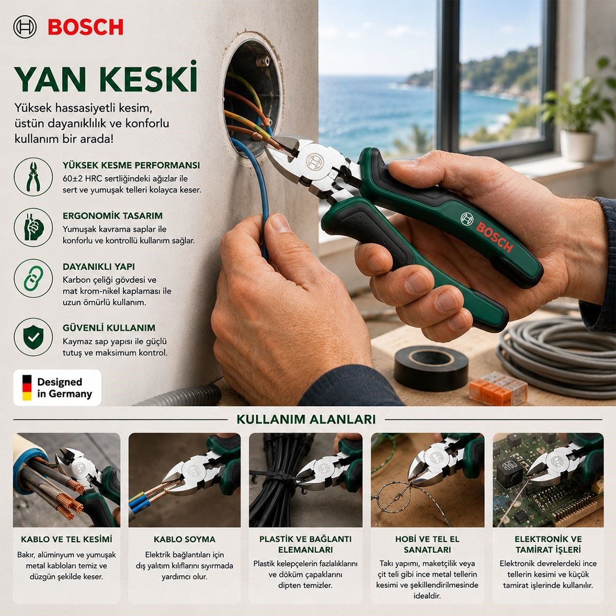 160 mm Yan Keski - Ergonomik Sap