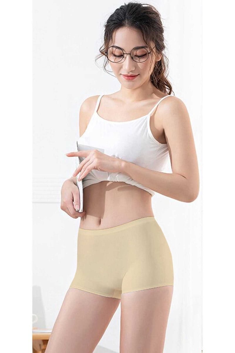 2 Adet Kadın Dikişsiz Görünmez İz Yapmaz Mini Şort Boxer Siyah Ten mudanis