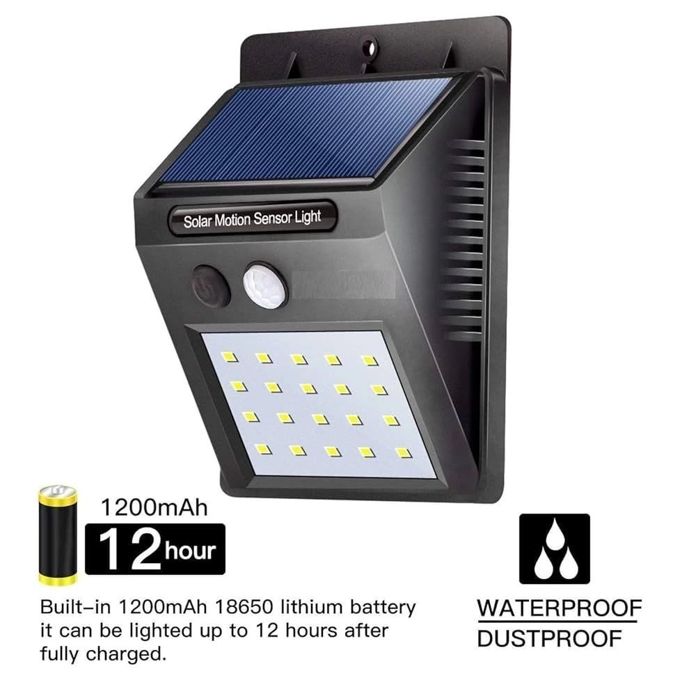 20 Ledli Hareket Sensörlü Dış Mekan Solar Lamba