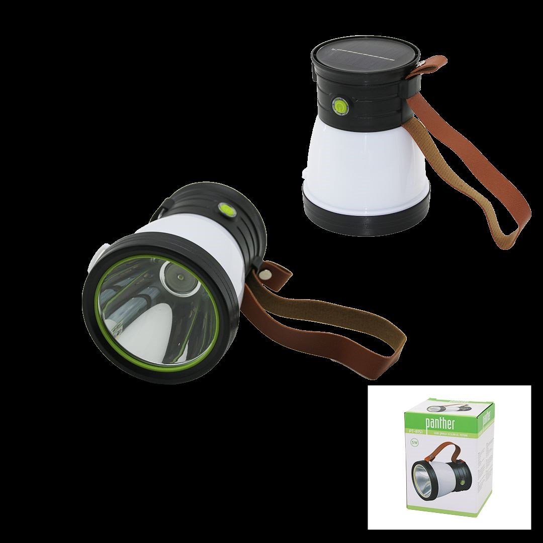 2in1 Solar+USB Şarjlı 500LM Powerbank El Feneri