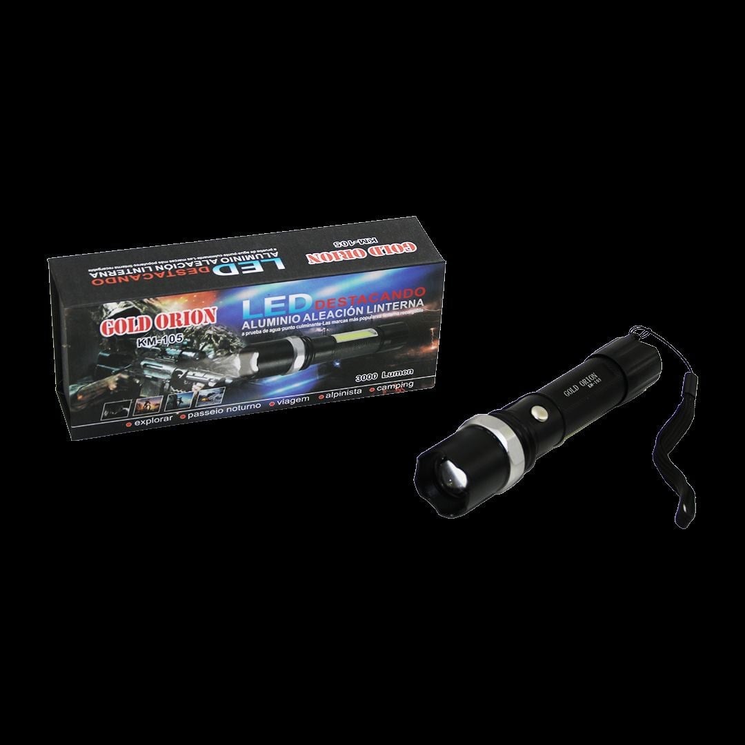 2in1 Zoomlu El Feneri ve COB LED - USB Şarjlı Metal Kasa, 3000 Lumen