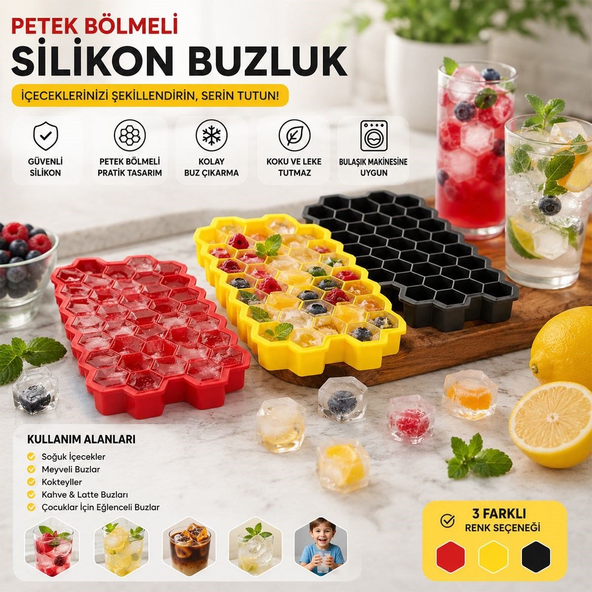 38 bölmeli silikon-plastik buzluk