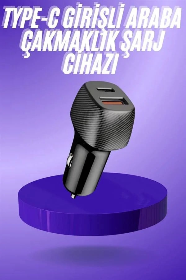 38W USB Type-C Girişli Oto Çakmaklık Araç İçi Hızlı Şarj Çakmaklık Şarj Aleti